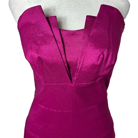 Charlotte Russe Fuchsia Satin-Textured Strapless Bodycon Dress – Size 6 - Picture 2 of 8